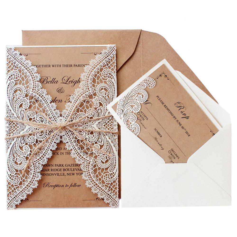 Rustic Wedding Invitations Customized White Invitation Cards Picky Bride