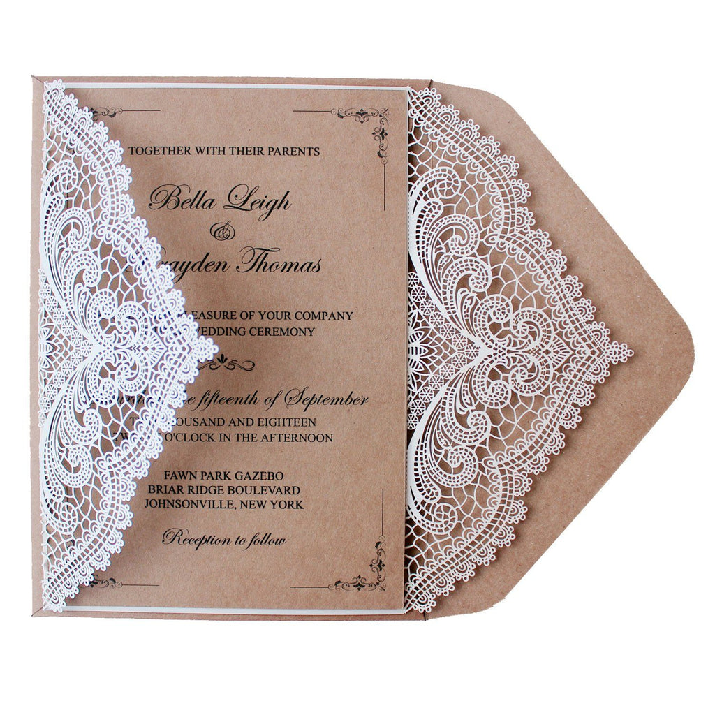 Rustic Wedding Invitations Customized White Invitation Cards Picky Bride 