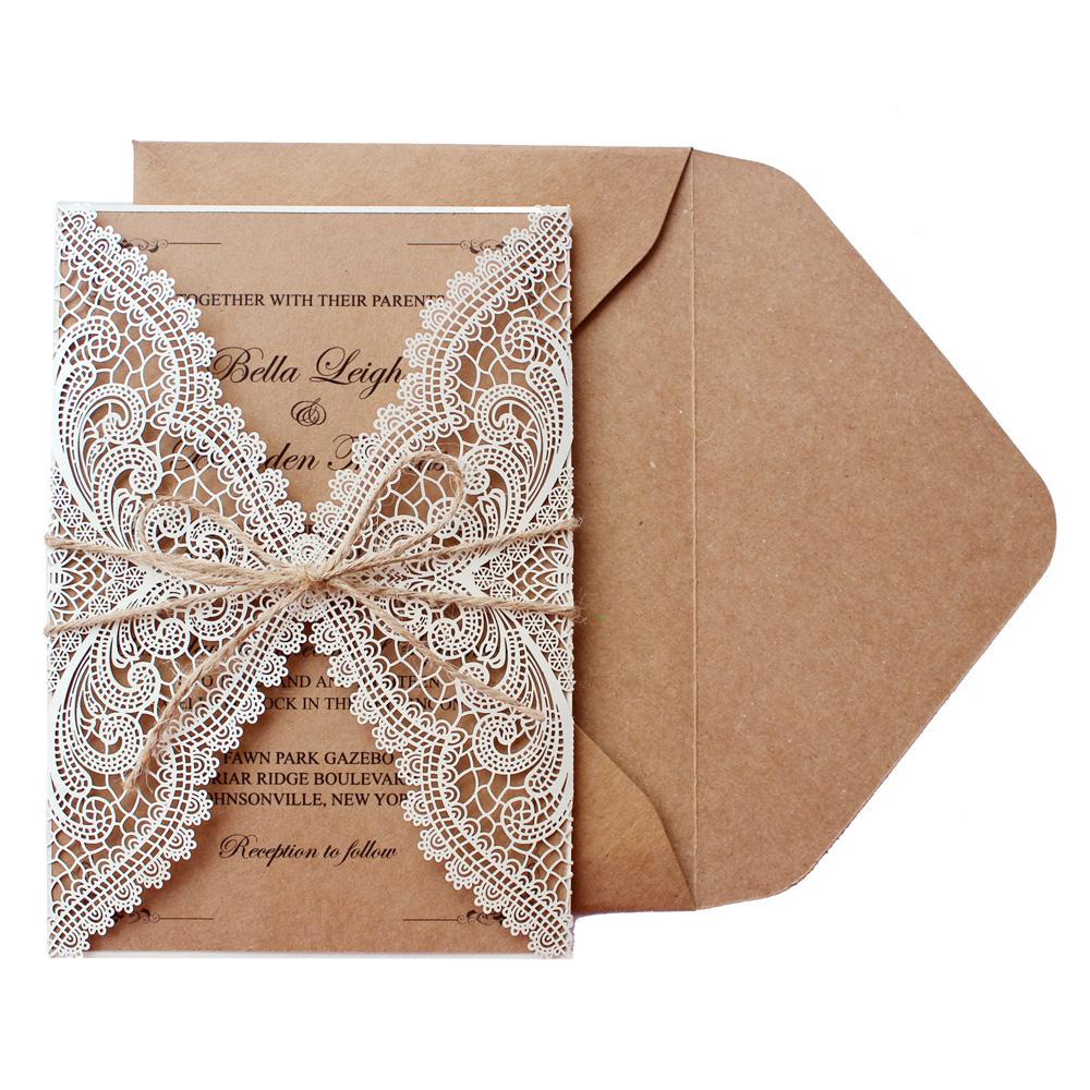 Rustic Wedding Invitations Customized White Invitation Cards Picky Bride