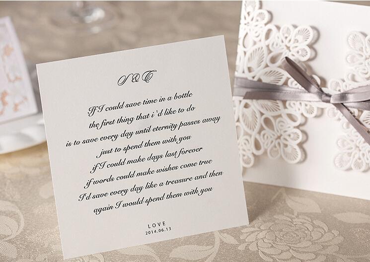 Rustic Wedding Invitations With Gray Ribbon Bow - Set of 50pcs Picky Bride