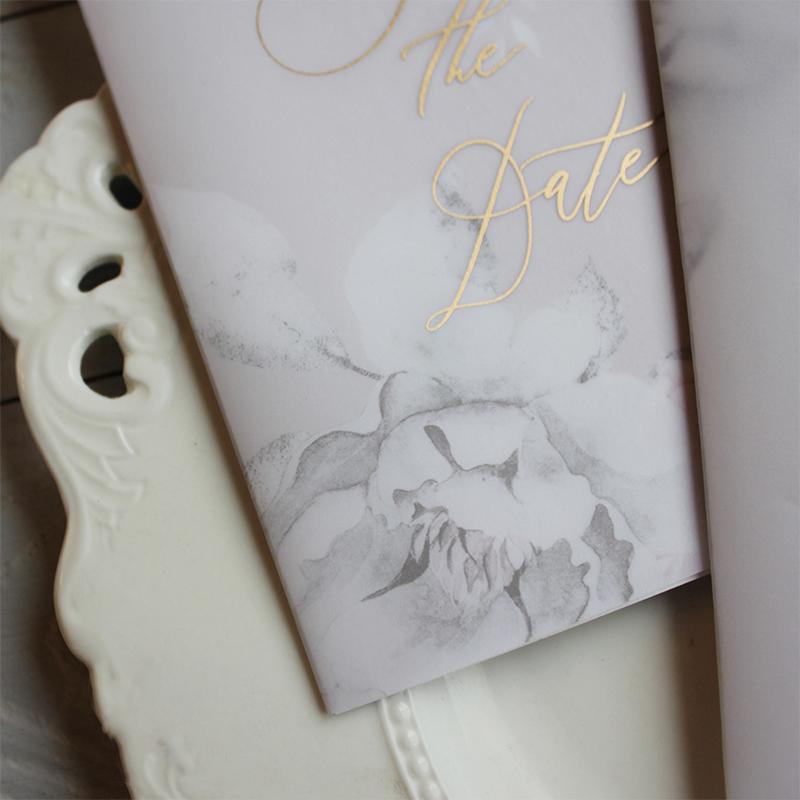 Save the Date Wedding Invitations Floral Vellum Paper Wrap Transparent Invitation With Pale Pink Envelope for Wedding Picky Bride