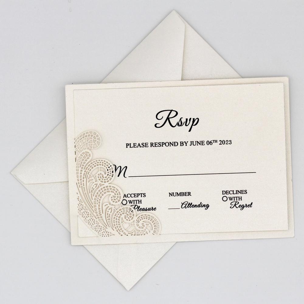 Silver Ribbon Laser Cut Wedding Invitations by Picky Bride Picky Bride