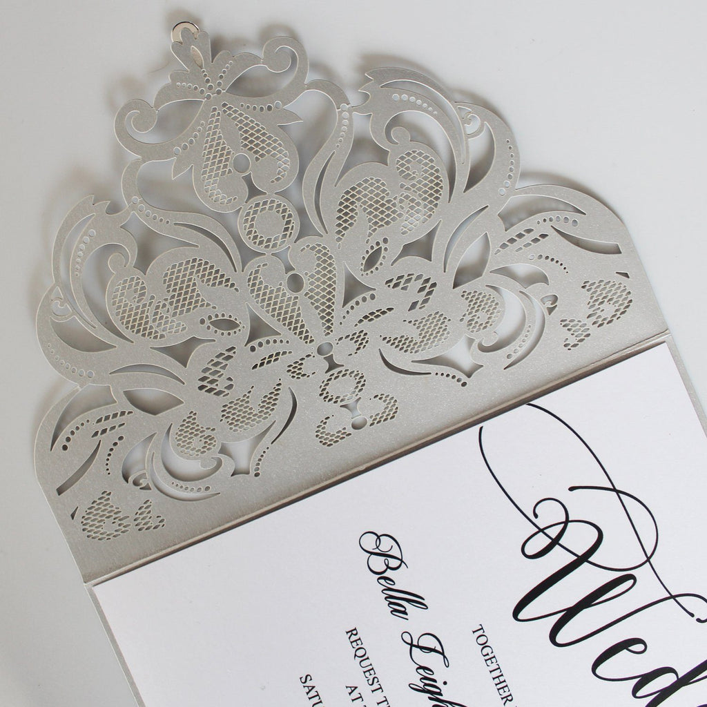 Silvery Gray Groom Wedding Invitations with RSVP Cards Picky Bride