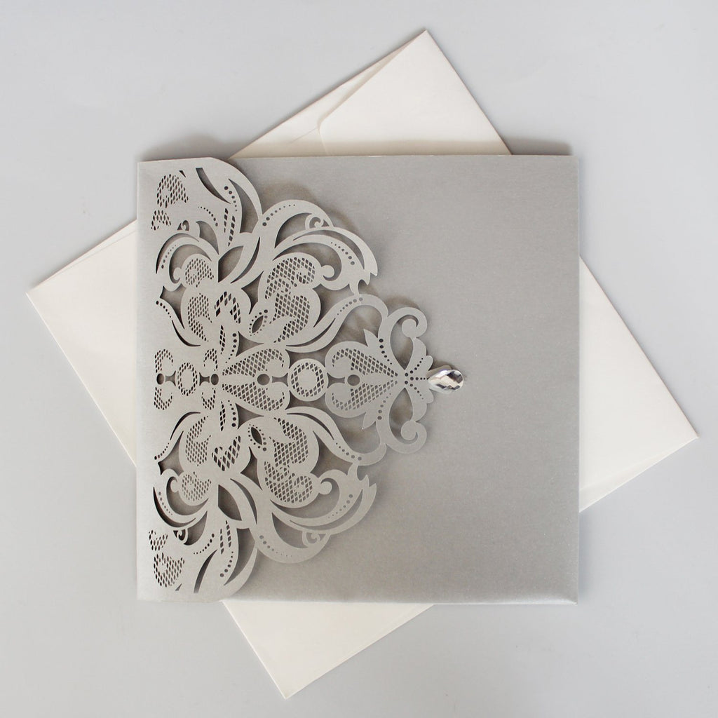 Silvery Gray Groom Wedding Invitations with RSVP Cards Picky Bride