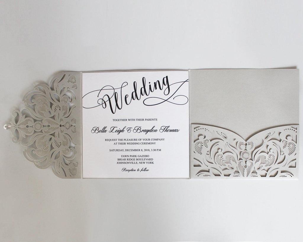 Silvery Gray Groom Wedding Invitations with RSVP Cards Picky Bride