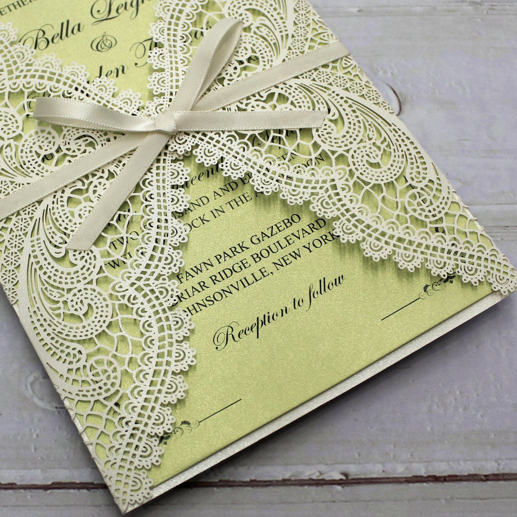 Spring Fresh Green Wedding Invitation for a Lawn Wedding Theme Picky Bride