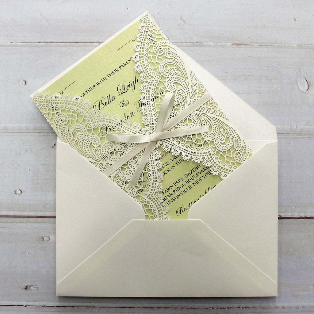 Spring Fresh Green Wedding Invitation for a Lawn Wedding Theme Picky Bride