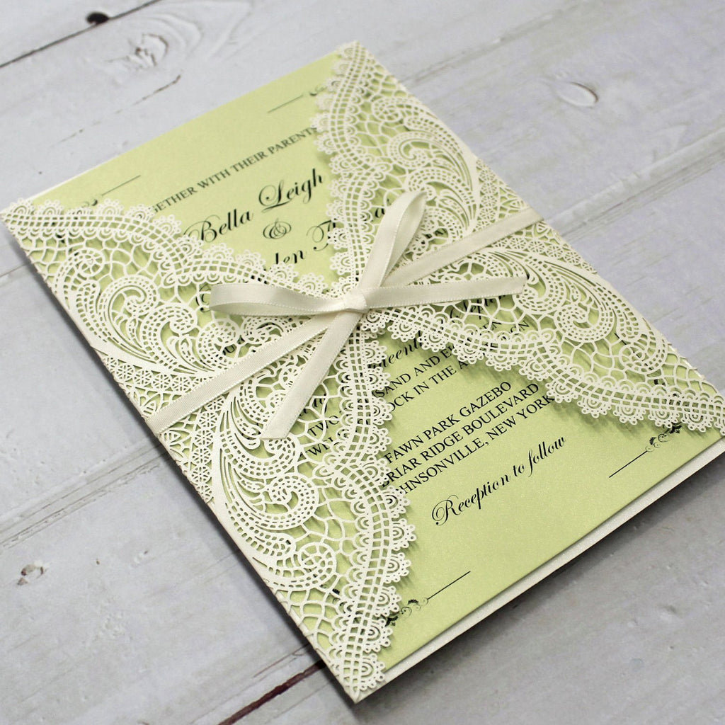 Spring Fresh Green Wedding Invitation for a Lawn Wedding Theme Picky Bride