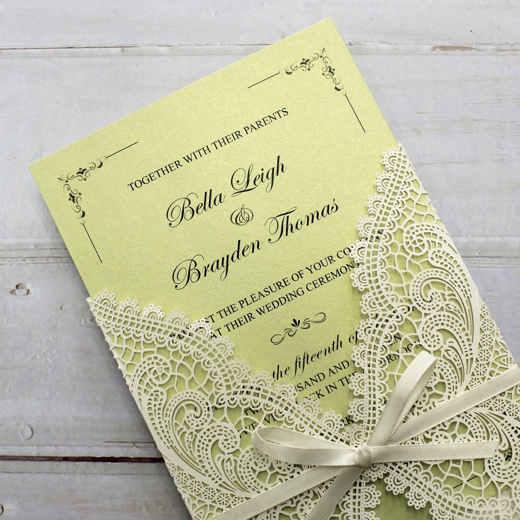 Spring Fresh Green Wedding Invitation for a Lawn Wedding Theme Picky Bride