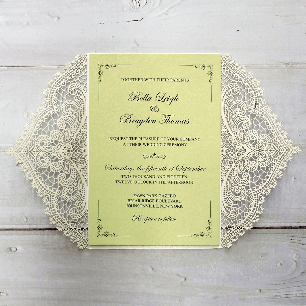 Spring Fresh Green Wedding Invitation for a Lawn Wedding Theme Picky Bride