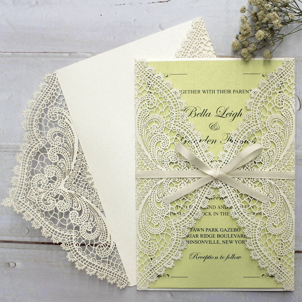 Spring Fresh Green Wedding Invitation for a Lawn Wedding Theme Picky Bride