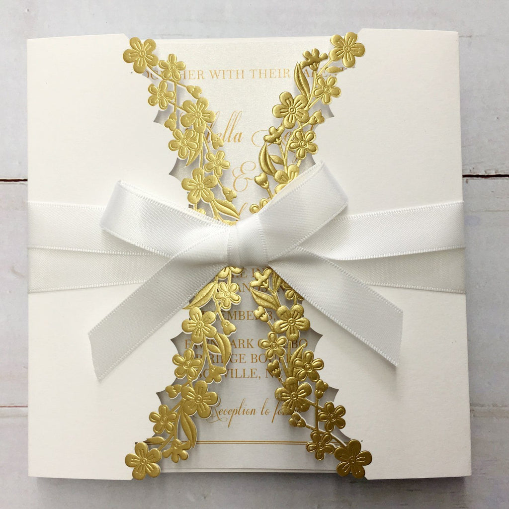 Unique Wedding Invitation with Printed Inserts White Lace Wedding Invitation Picky Bride