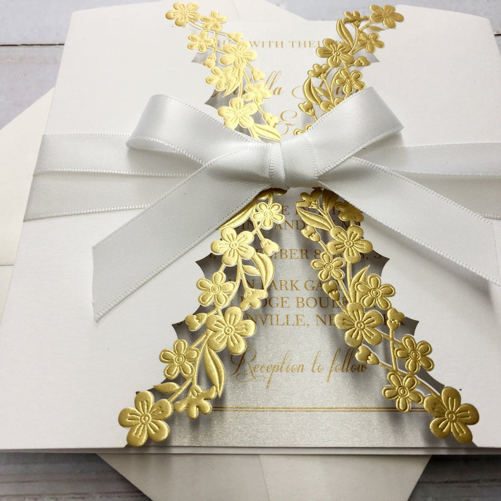 Unique Wedding Invitation with Printed Inserts White Lace Wedding Invitation Picky Bride
