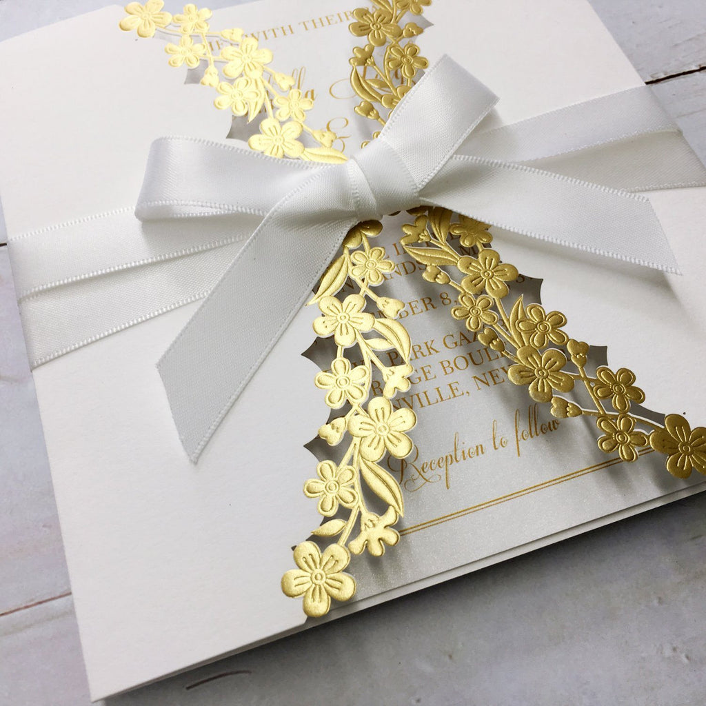 Unique Wedding Invitation with Printed Inserts White Lace Wedding Invitation Picky Bride