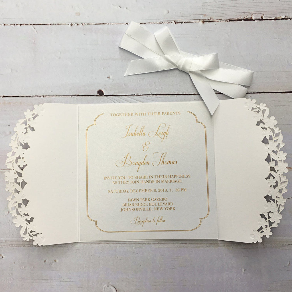 Unique Wedding Invitation with Printed Inserts White Lace Wedding Invitation Picky Bride