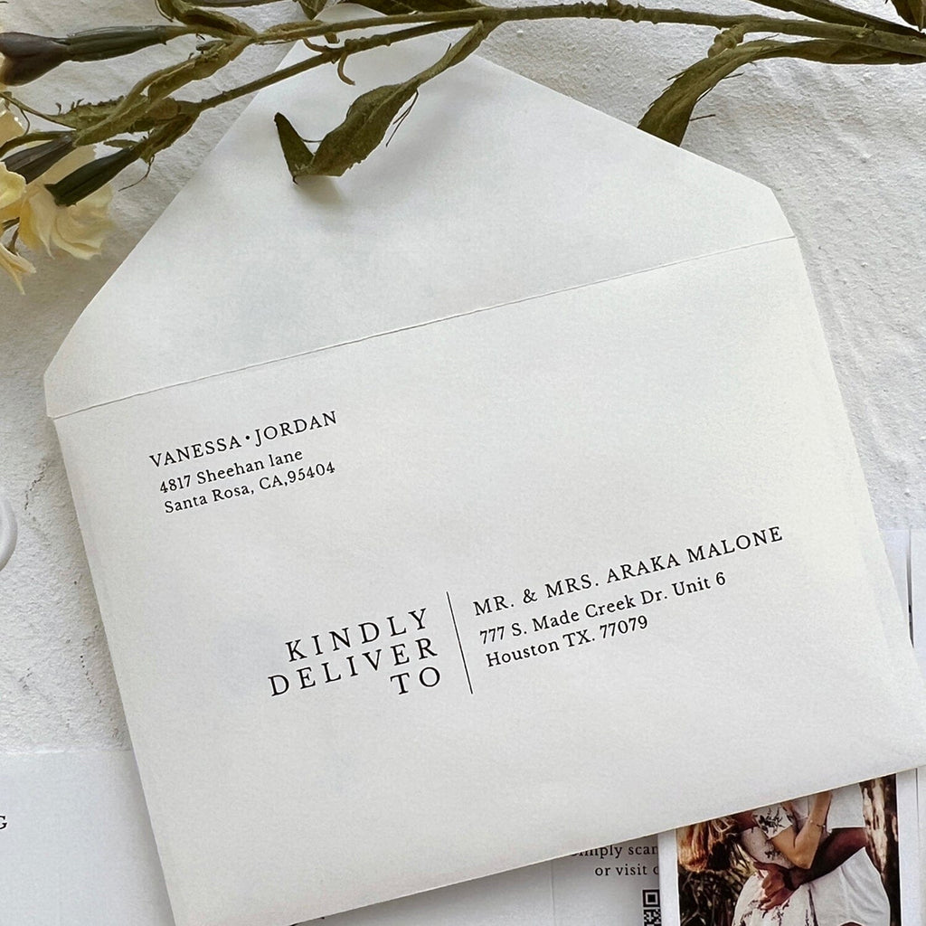 Vintage Arch Wedding Invitation Suite, Kraft Paper Details with QR Code RSVP Cards, Minimalistic Modern Arch Invitations Wedding Ceremony Supplies Picky Bride