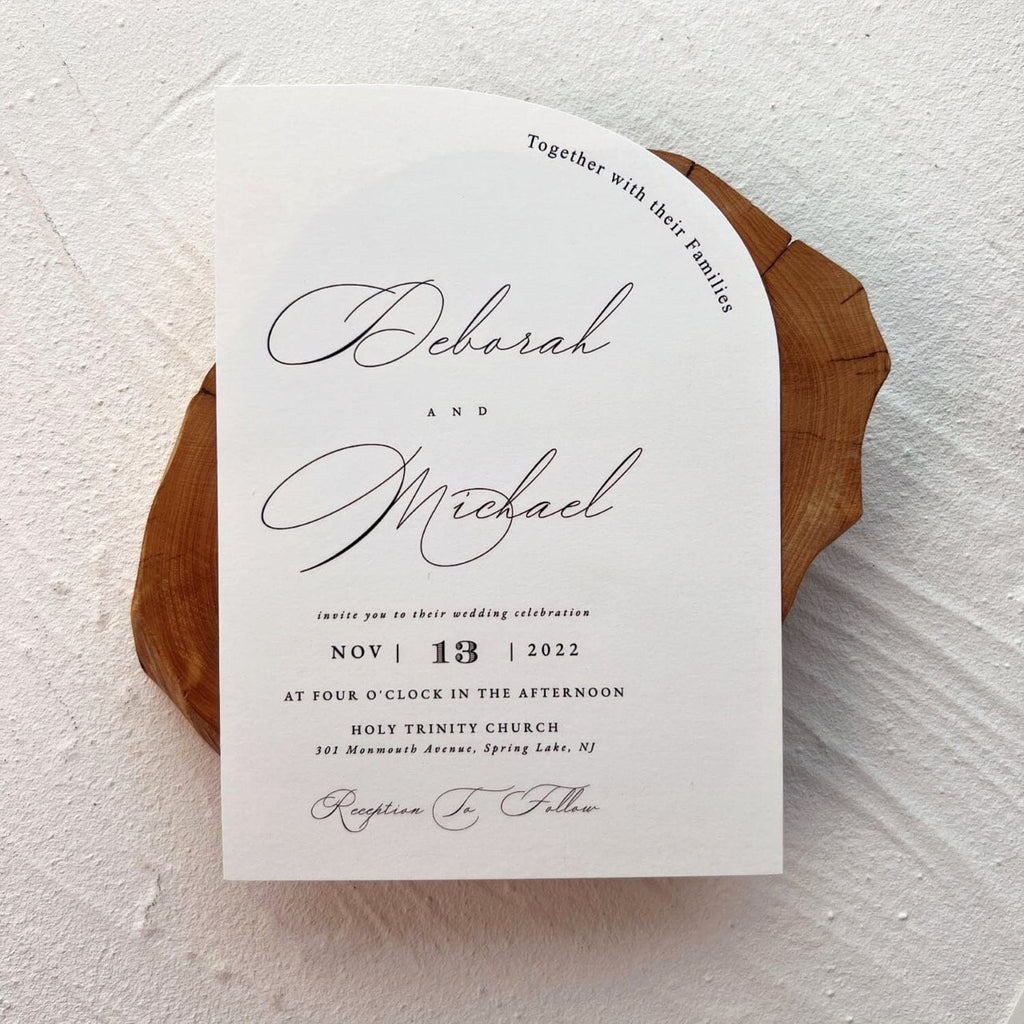 Vintage Arch Wedding Invitation Suite, Kraft Paper Details with QR Code RSVP Cards, Minimalistic Modern Arch Invitations Wedding Ceremony Supplies Picky Bride