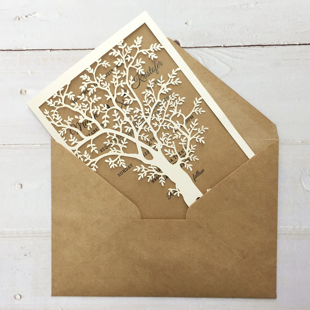 Vintage Tree Wedding Invitation Cards for Country Wedding Theme Picky Bride 