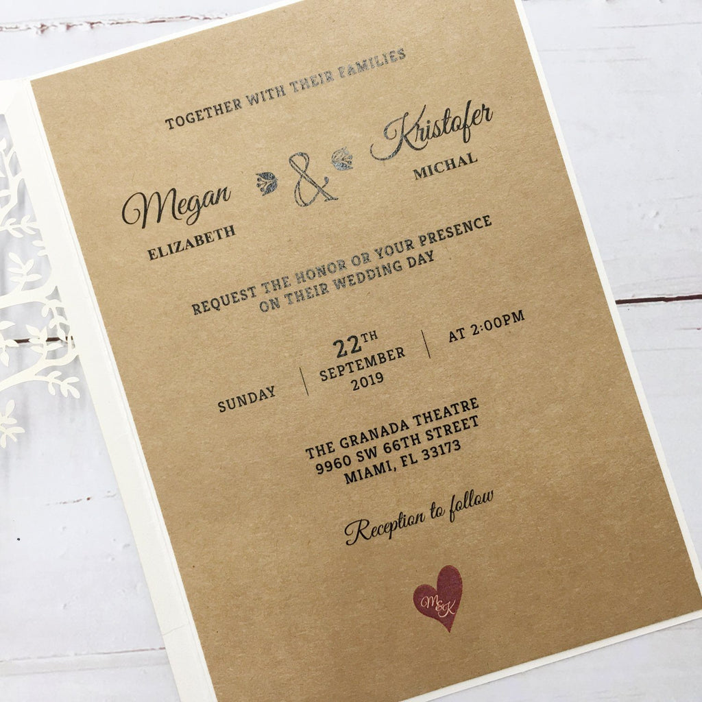 Vintage Tree Wedding Invitation Cards for Country Wedding Theme Picky Bride