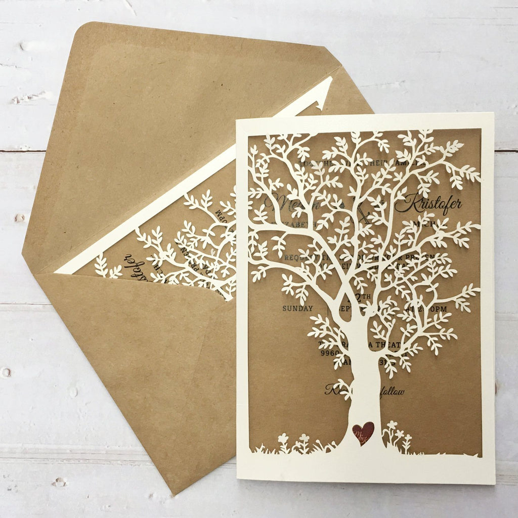 Vintage Tree Wedding Invitation Cards for Country Wedding Theme Picky Bride 