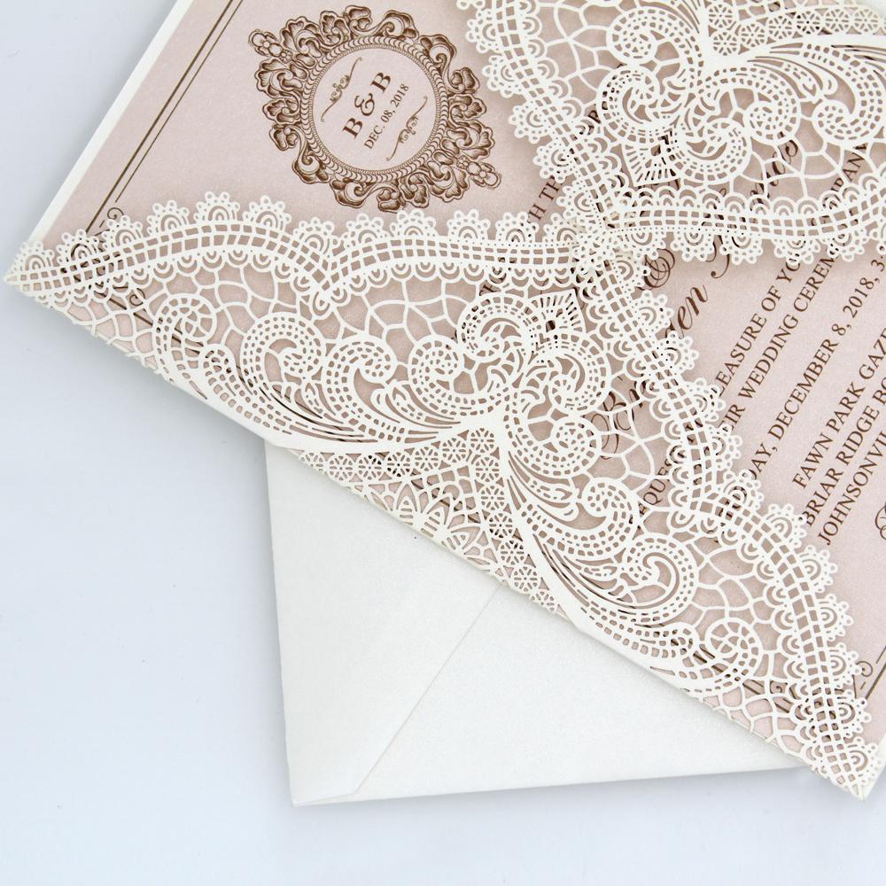 White and Pink Wedding Invitation, White Lace Bridal Shower Invitation Picky Bride