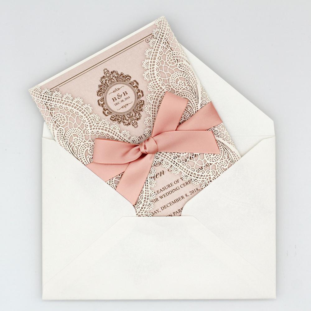 White and Pink Wedding Invitation, White Lace Bridal Shower Invitation Picky Bride