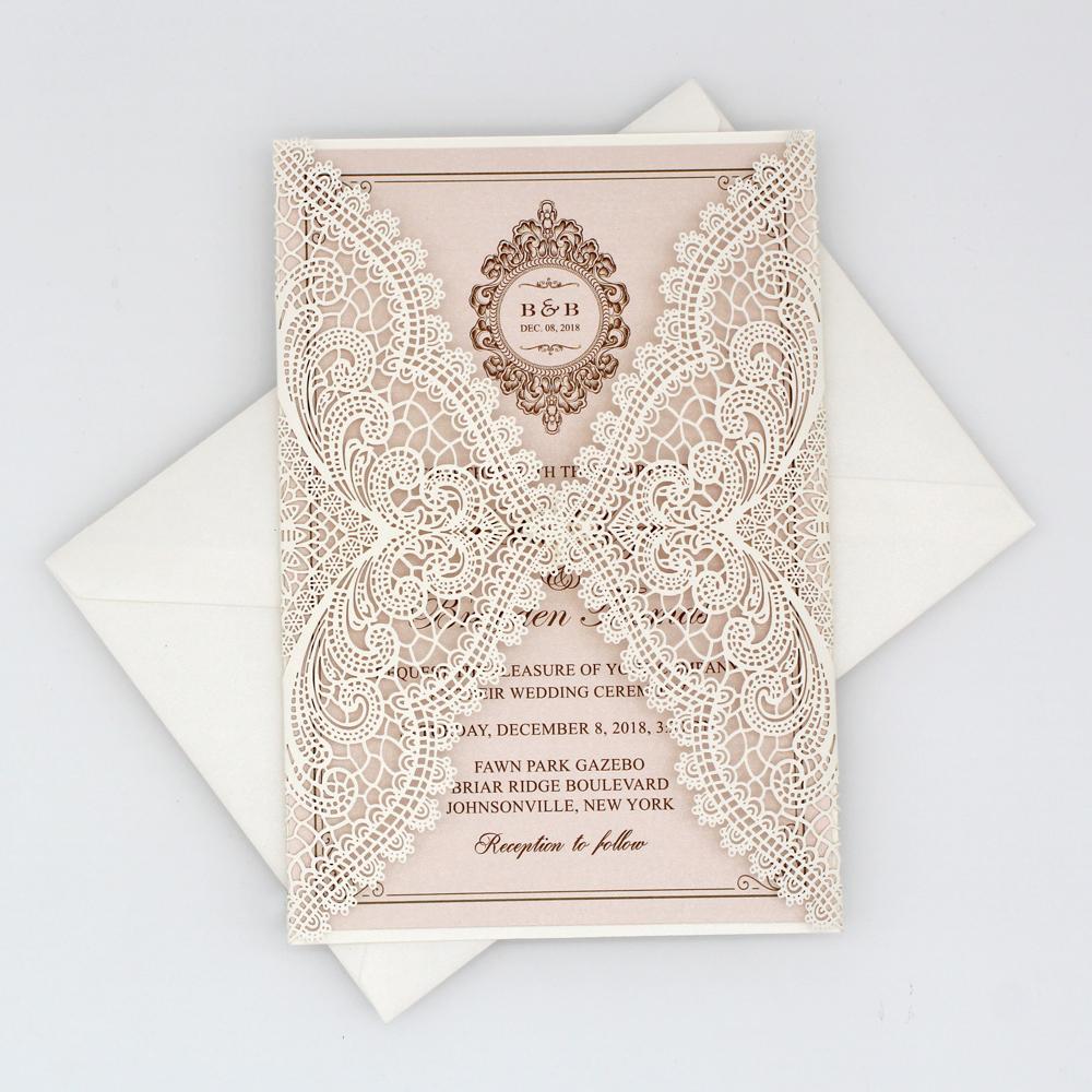 White and Pink Wedding Invitation, White Lace Bridal Shower Invitation Picky Bride
