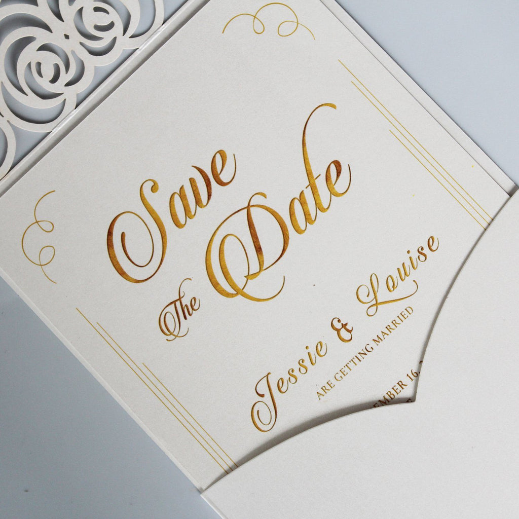 White Floral Wedding Invitation Cards Garden Theme PB1965-W Picky Bride