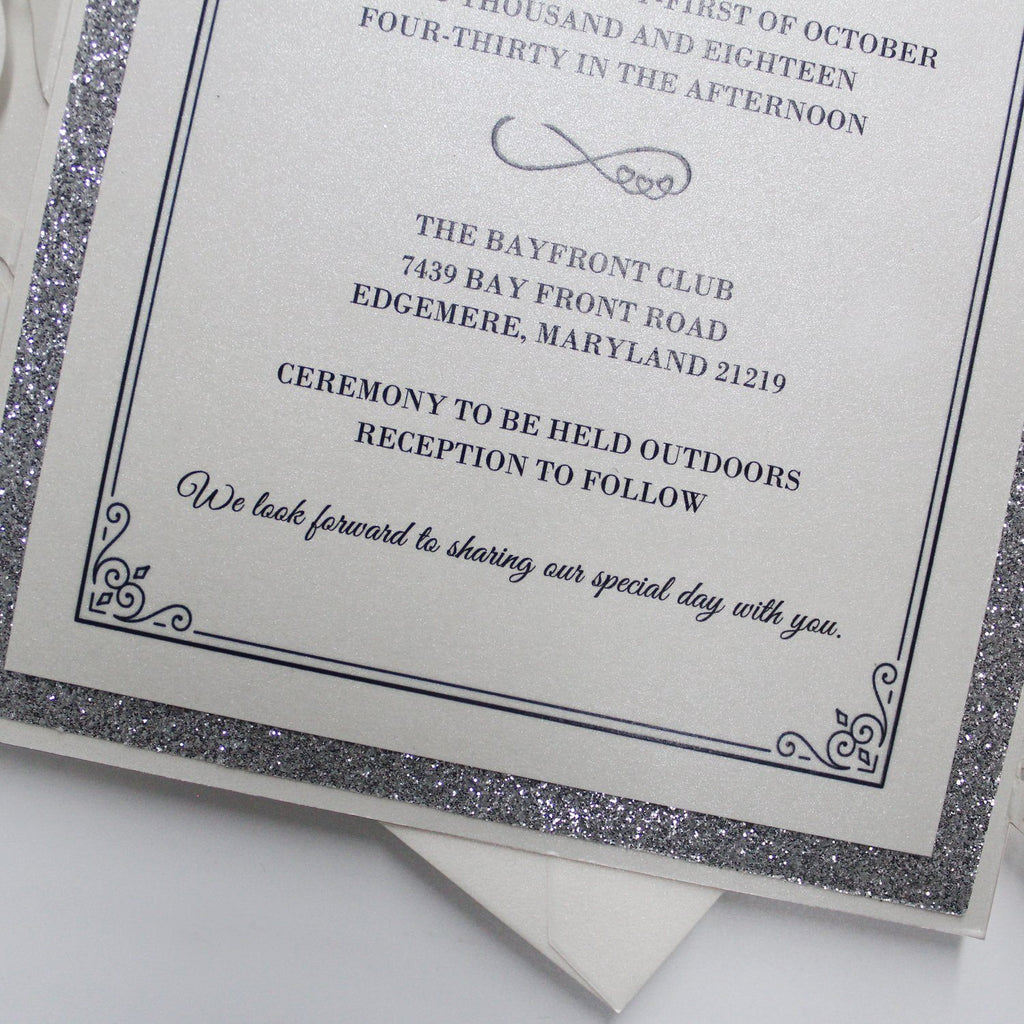 White Lace Wedding Invitations, Glitter Wedding Invitations Picky Bride