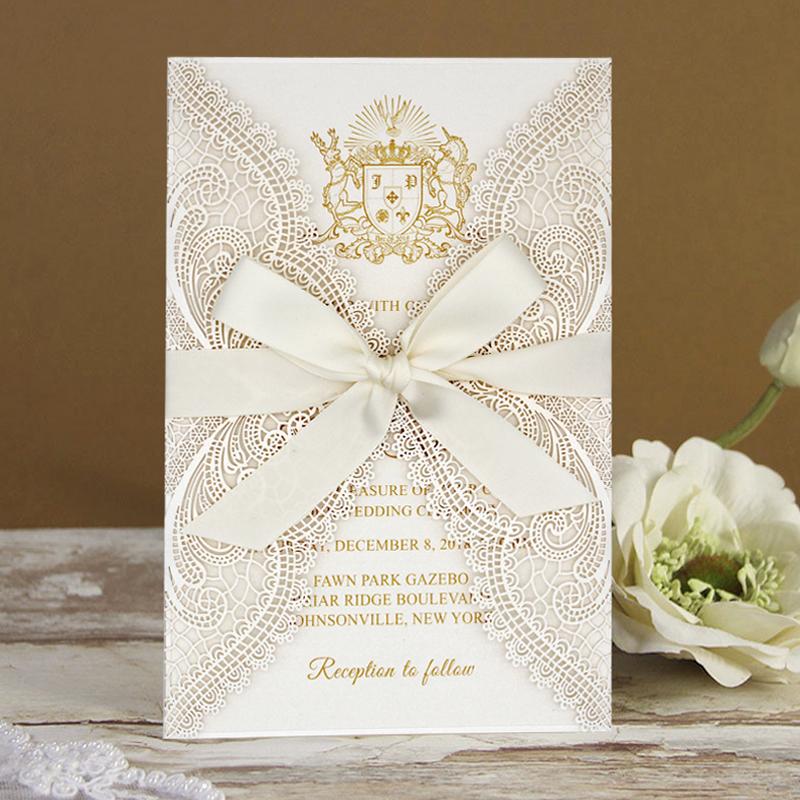 White Laser Cut Wedding Invitation Card with RSVP Cards Picky Bride