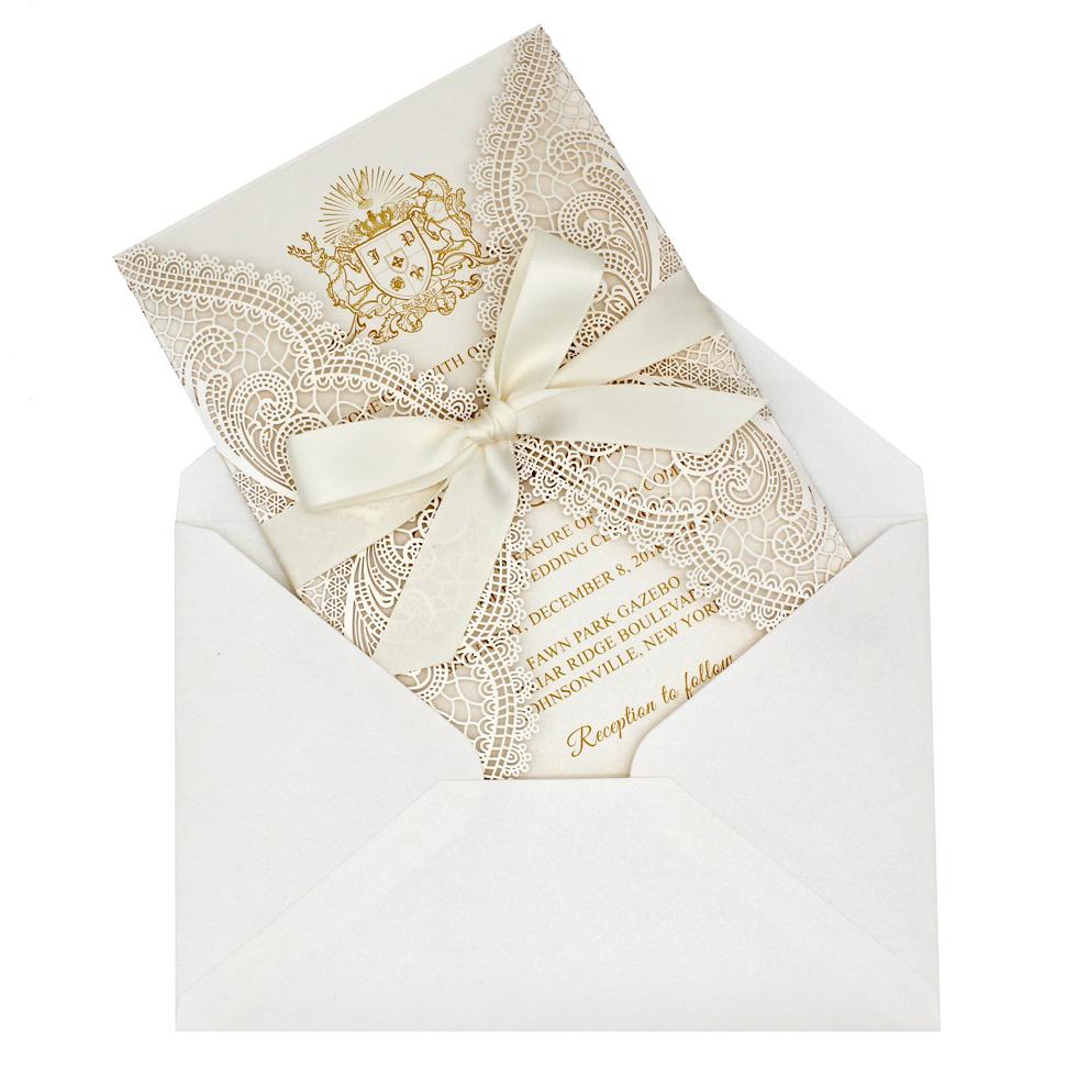 White Laser Cut Wedding Invitation Card with RSVP Cards Picky Bride