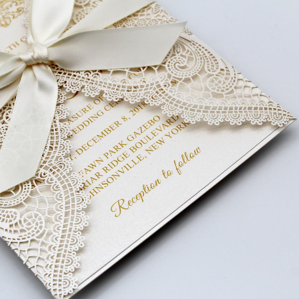 White Laser Cut Wedding Invitation Card with RSVP Cards Picky Bride