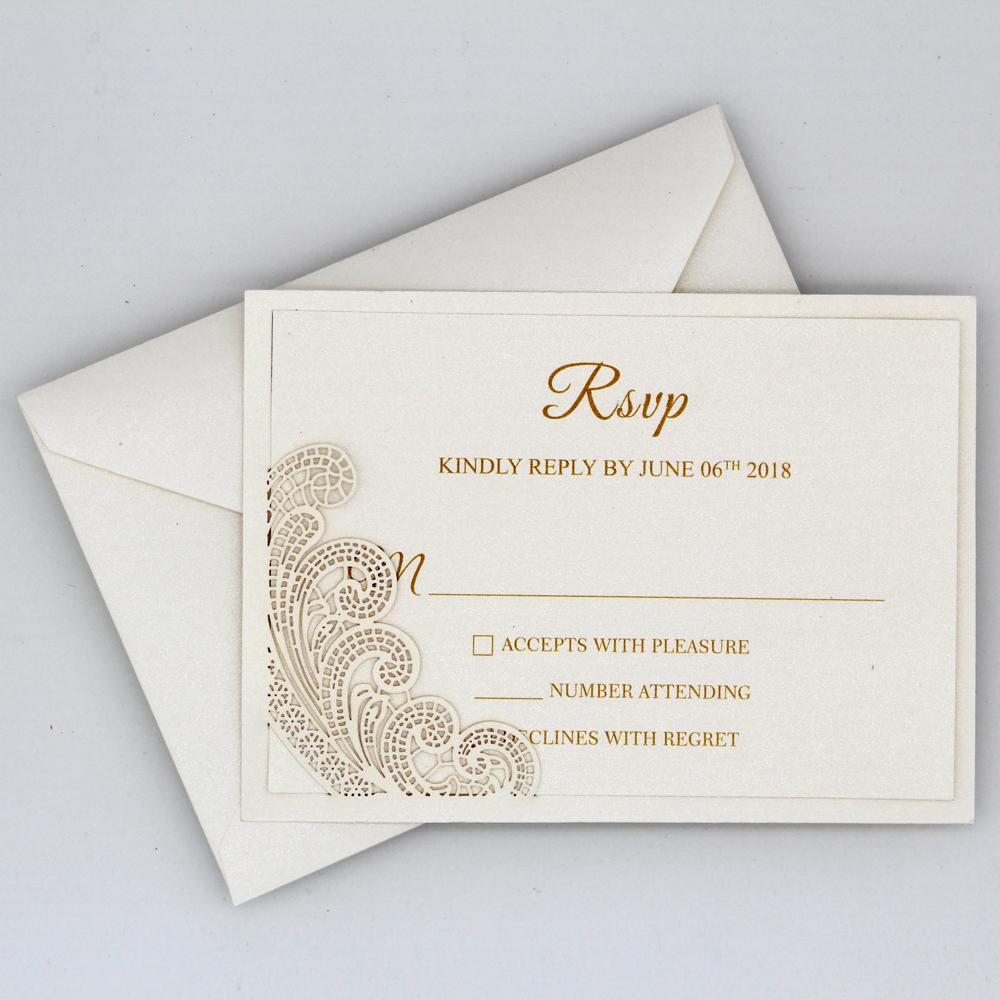 White Laser Cut Wedding Invitation Card with RSVP Cards Picky Bride