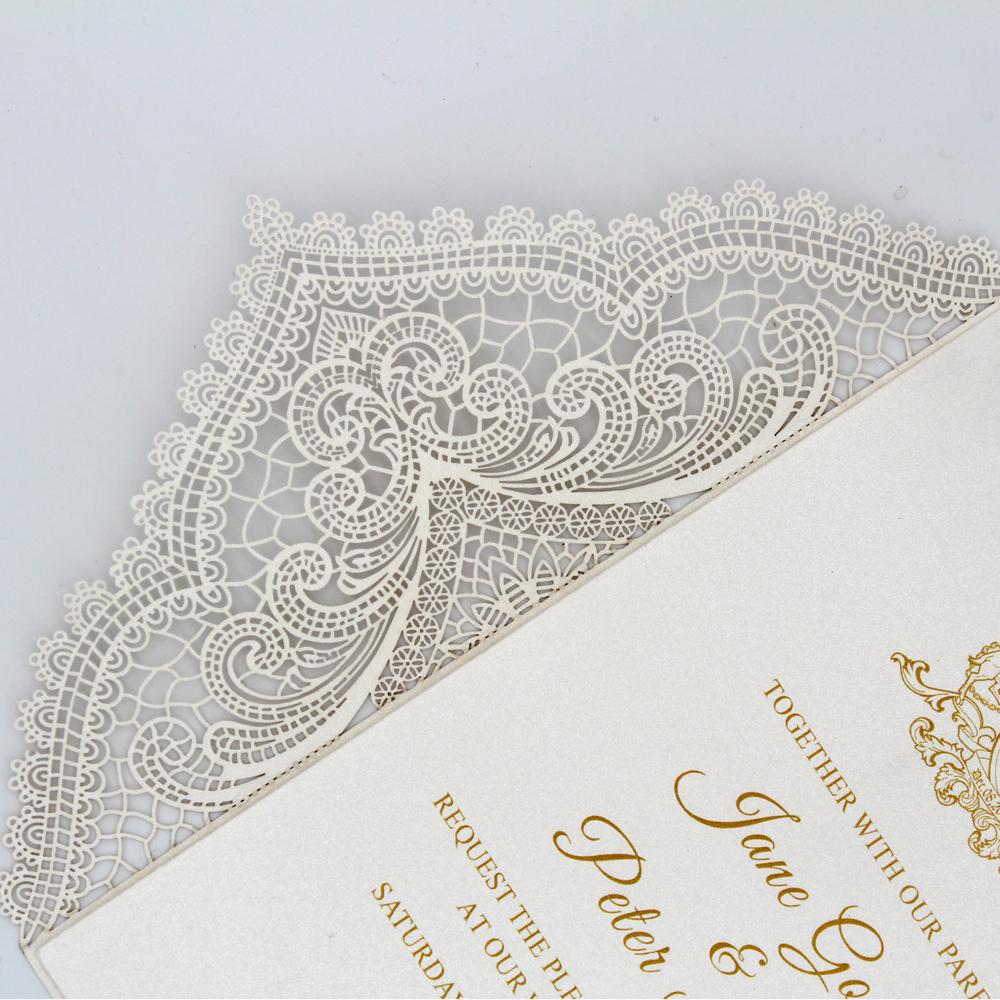 White Laser Cut Wedding Invitation Card with RSVP Cards Picky Bride 