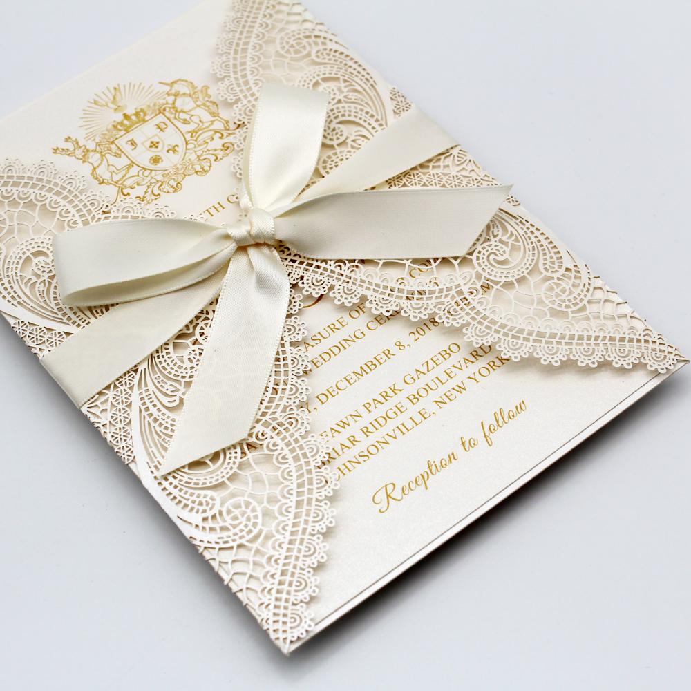 White Laser Cut Wedding Invitation Card with RSVP Cards Picky Bride