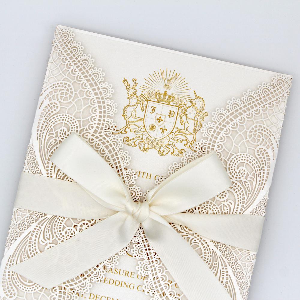 White Laser Cut Wedding Invitation Card with RSVP Cards Picky Bride 