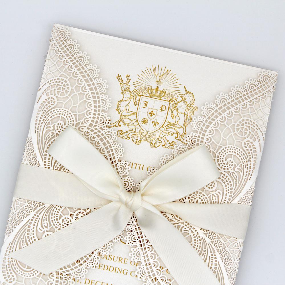 White Laser Cut Wedding Invitation Card with RSVP Cards Picky Bride