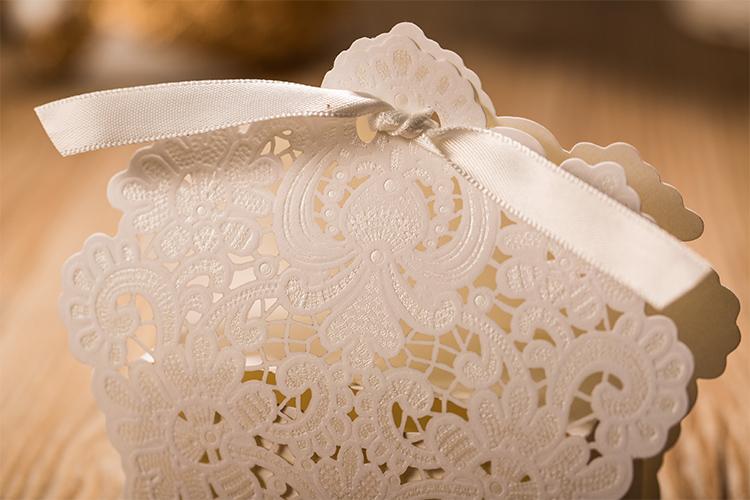 White Wedding Favor Box, White Wedding Candy Box, Basket Wedding Favors Box with Ribbon - Set of 50 Picky Bride