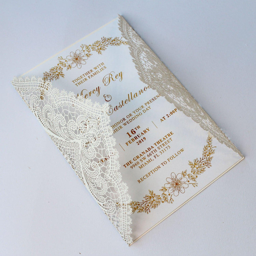 White Wedding Invitation with Ribbon Bow, Customized Invitation Cards Picky Bride