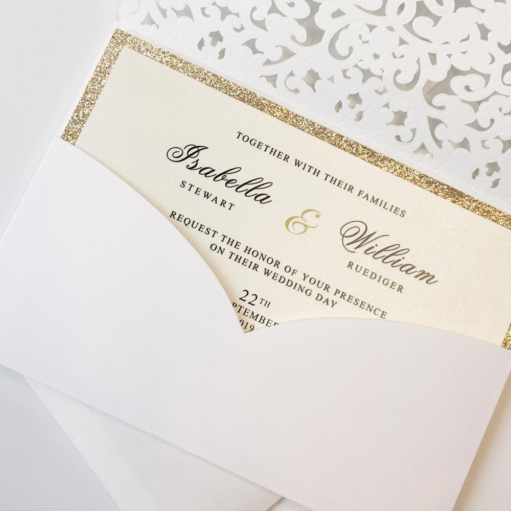 White Wedding Invitations With Floral Design Picky Bride