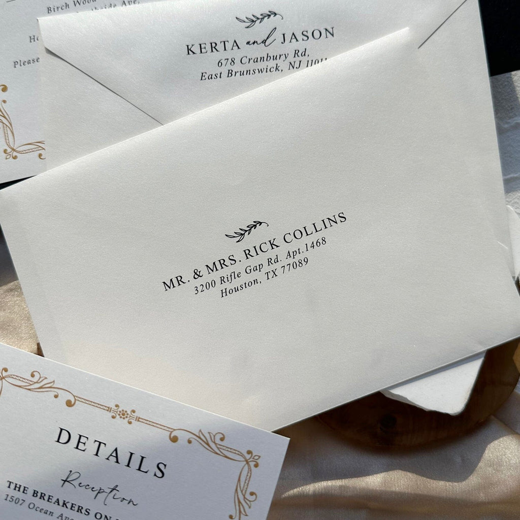 Black and Gold Pocket Wedding Invitation Set, Gold Printed Vellum Belly Band, Matching RSVP and Details Wedding Ceremony Supplies Picky Bride 