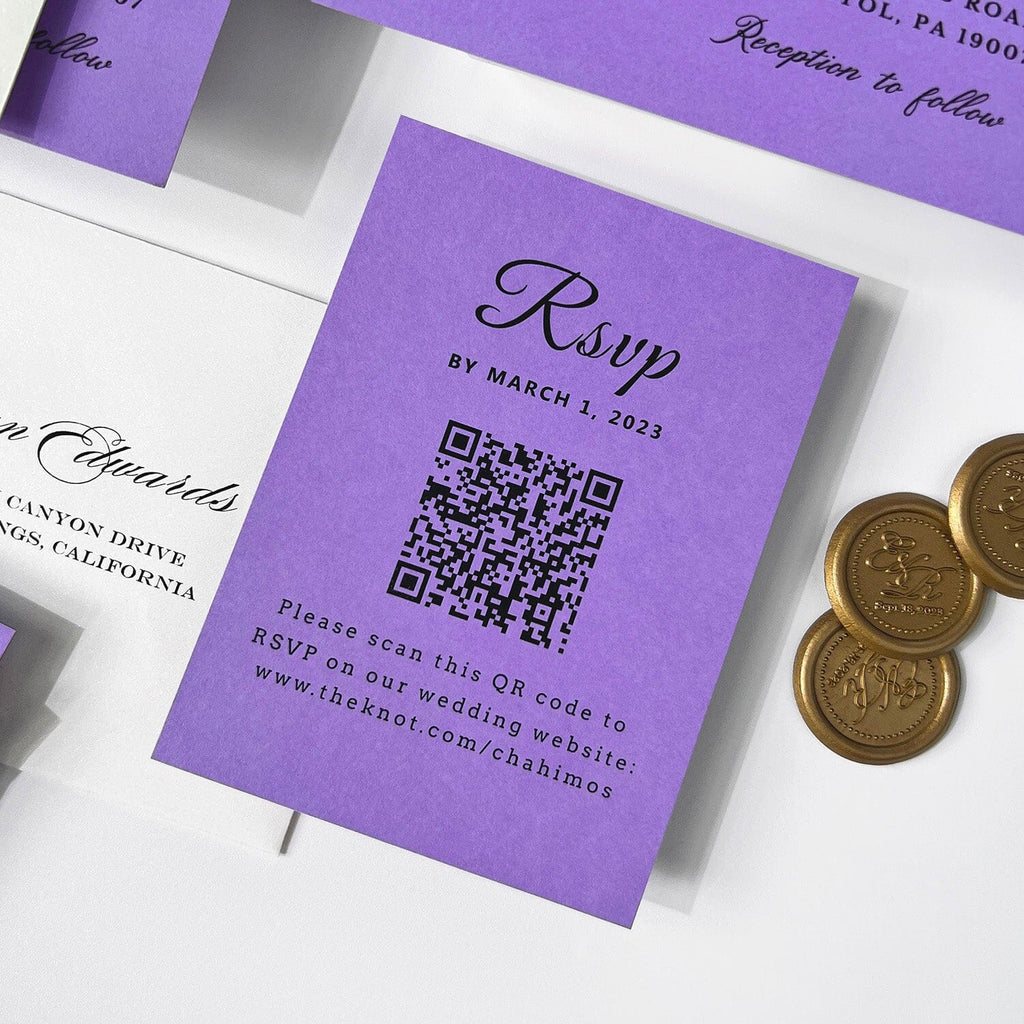 Purple Arch Wedding Invitation Elegant, Lavender Wedding Invite Cards with Gold Wax Seal, Modern Arched Wedding Invitations and RSVP Cards Wedding Ceremony Supplies Picky Bride 