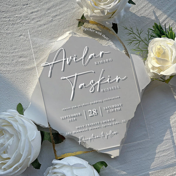 Sage Green Clear Arched Acrylic Wedding Invitations with Wax Seals, Botanical Multiple Choice Wedding Ceremony Supplies Picky Bride 