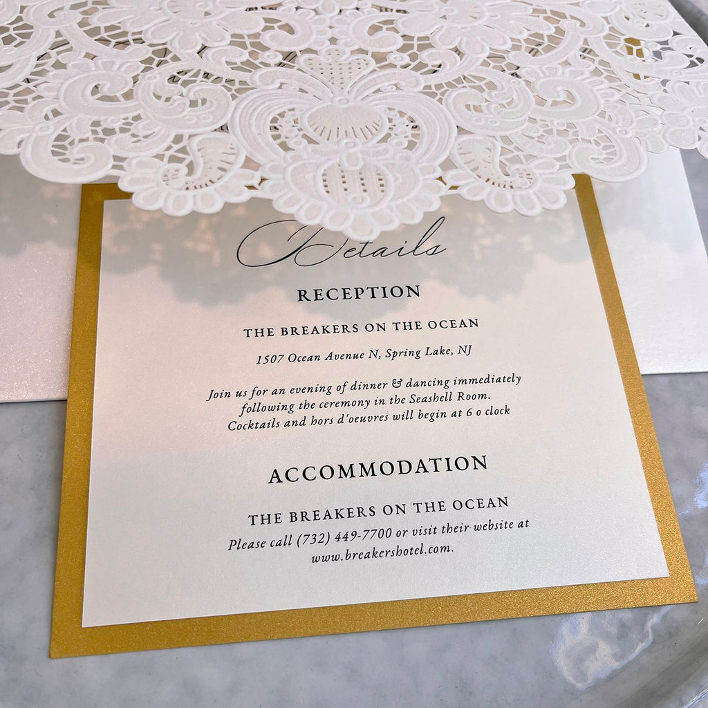 White and Gold Pocket Wedding Invitation Set, Laser Cut Embossed Wedding Invitations, Minimalist Calligraphy Invites Wedding Ceremony Supplies Picky Bride 