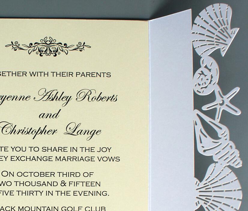 Beach Wedding Invitation with Shells Starfish Design by Picky Bride Picky Bride 