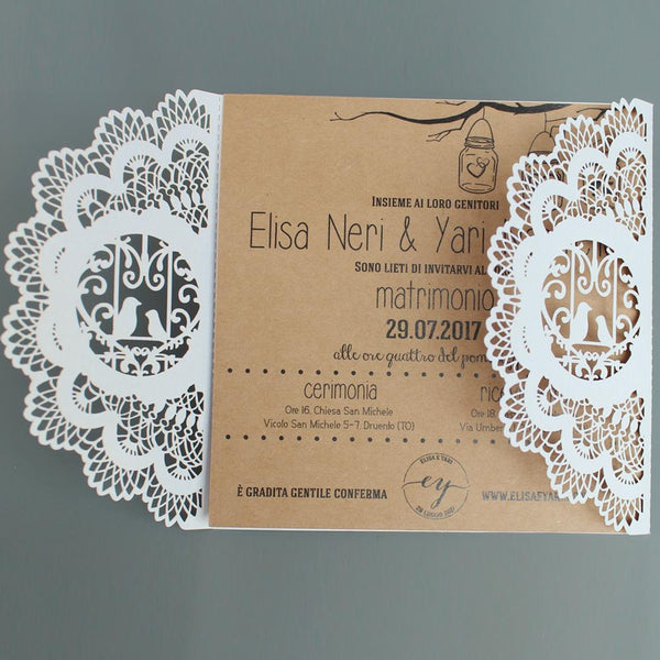 Birdcage Vintage Kraft Paper Invitations Wedding Invite Cards Picky Bride 