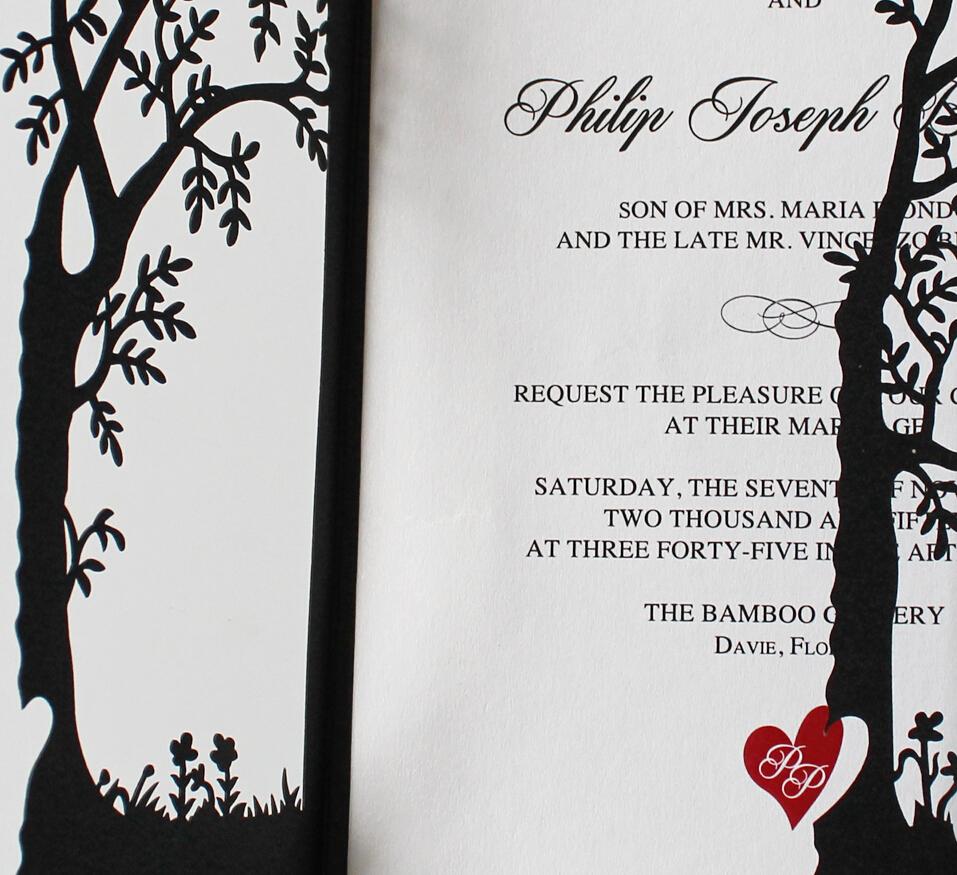 Black Tree Invitations, Red Heart Wedding Invite Cards Picky Bride 