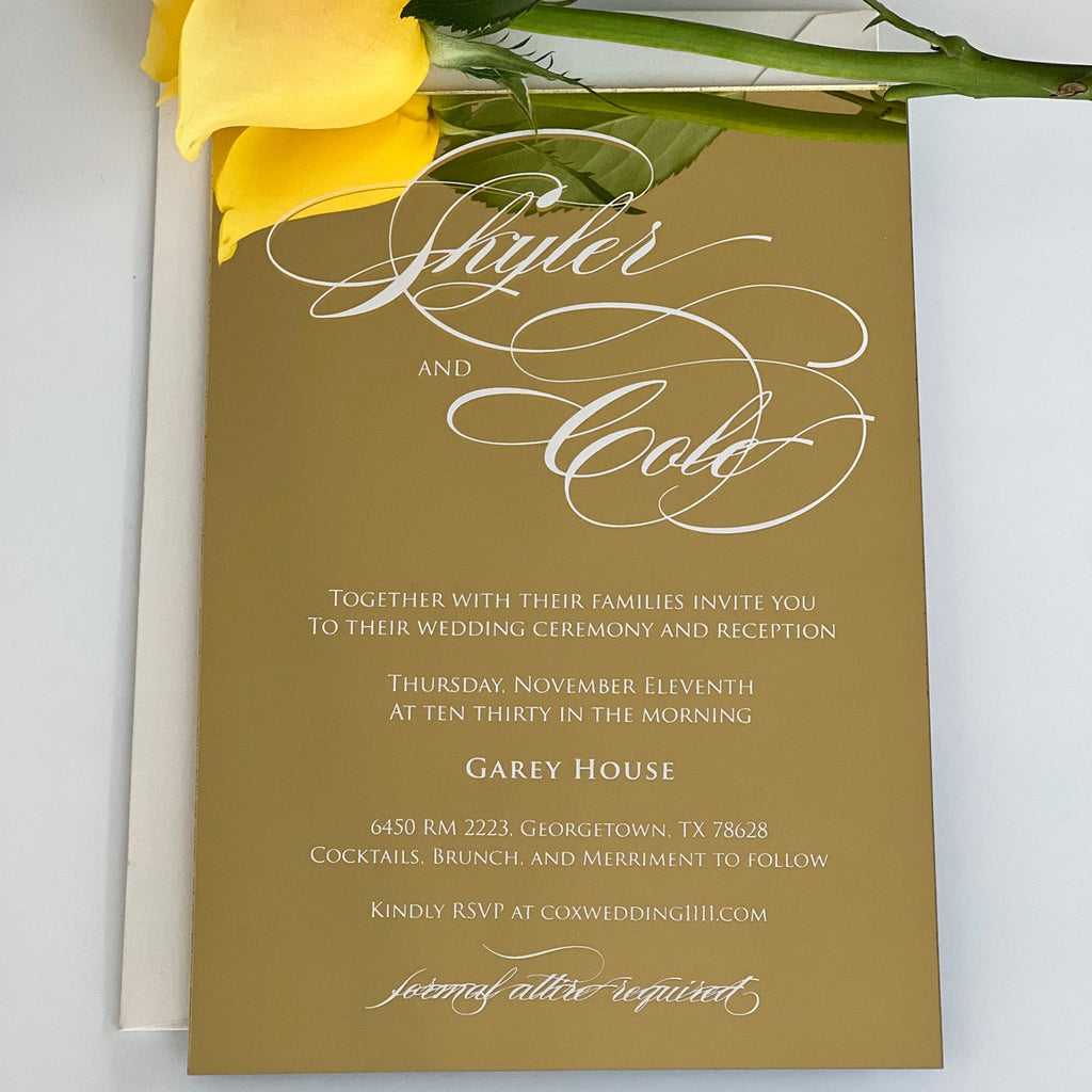Copy of Gold Mirror Acrylic Wedding Invitations Mirror Invitation Card Luxury Wedding Idea Picky Bride 