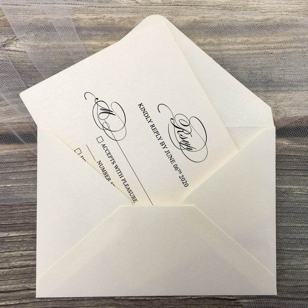 Elegant Ivory Wedding Cards Rose Laser Cut Invitations with RSVP Cards Picky Bride 