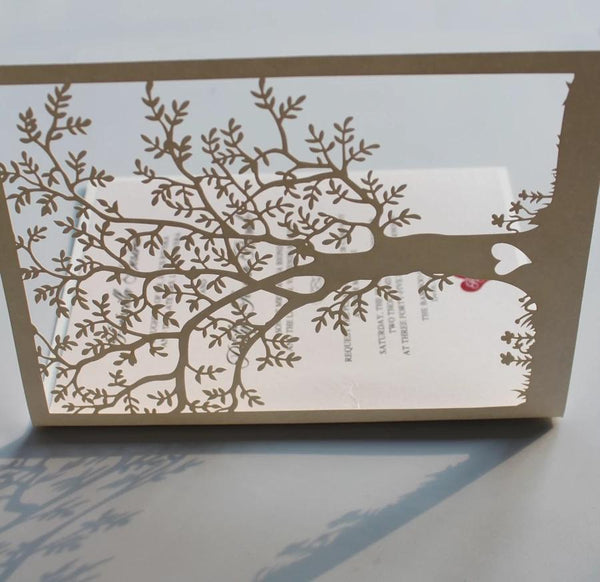 Elegant Wedding Invitations with Custom Printing, Vintage Tree Invitation Pink Invites Picky Bride 